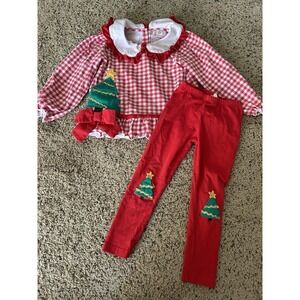 Smocking Bird Girls Appliqué Christmas Outfit Size 3
